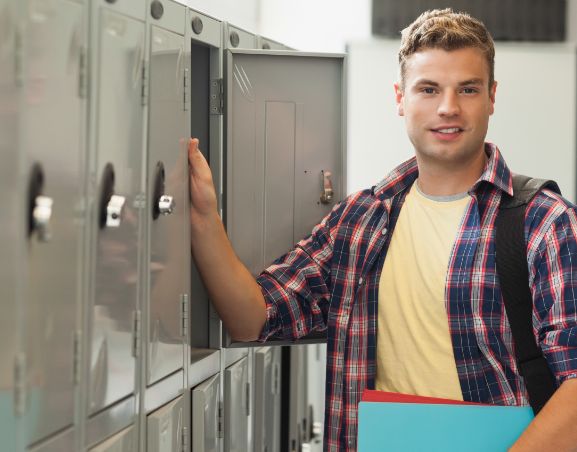 Student with Open Locker